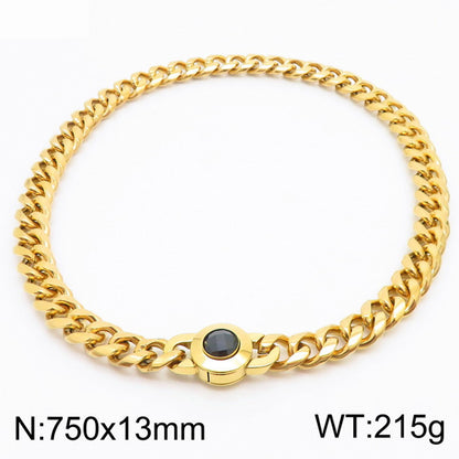 Hip-hop Simple Style Geometric Stainless Steel Polishing Inlay Glass Bracelets Necklace