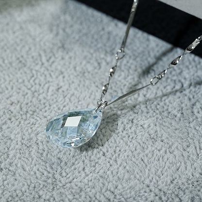 Elegant Shiny Water Droplets Sterling Silver Plating Zircon Platinum Plated Pendant Necklace