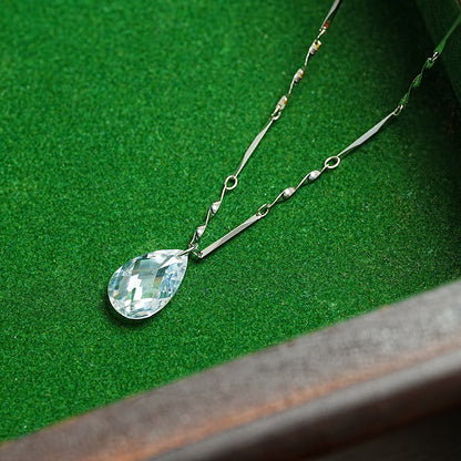 Elegant Shiny Water Droplets Sterling Silver Plating Zircon Platinum Plated Pendant Necklace