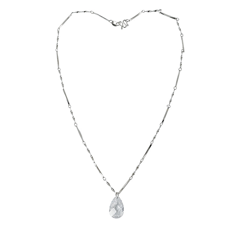 Elegant Shiny Water Droplets Sterling Silver Plating Zircon Platinum Plated Pendant Necklace