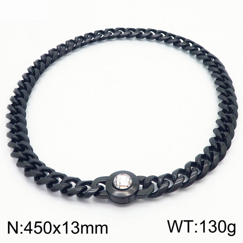 Hip-hop Simple Style Geometric Stainless Steel Polishing Inlay Glass Bracelets Necklace