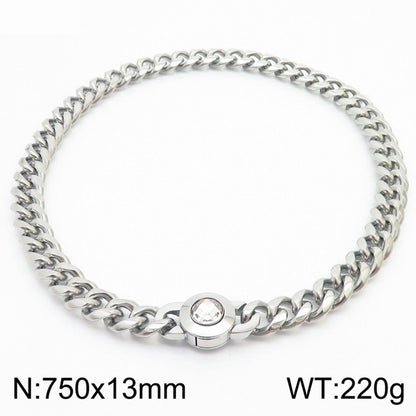 Hip-hop Simple Style Geometric Stainless Steel Polishing Inlay Glass Bracelets Necklace