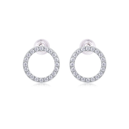 Simple Style Shiny Circle Sterling Silver Gra Plating Inlay Moissanite 18k Gold Plated Ear Studs