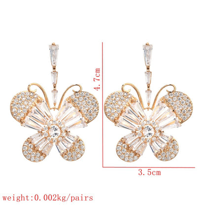 1 Pair Ig Style Sweet Butterfly Plating Inlay Copper Zircon 18k Gold Plated Drop Earrings