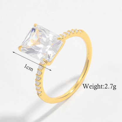 Simple Style Shiny Rectangle Sterling Silver Plating Inlay Zircon 14k Gold Plated Rose Gold Plated White Gold Plated Rings