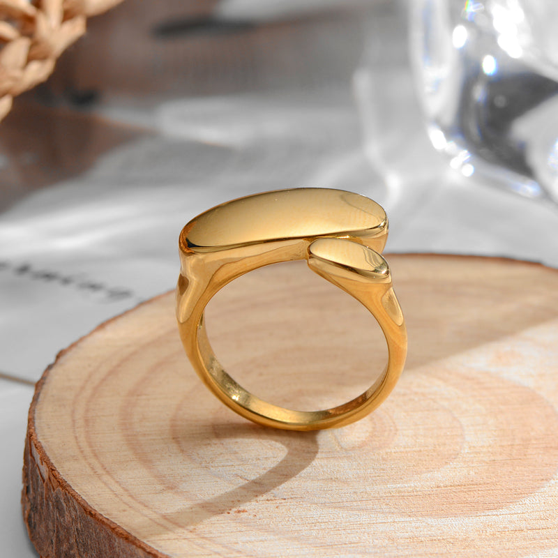 Simple Style Solid Color Titanium Steel Plating 18k Gold Plated Open Rings