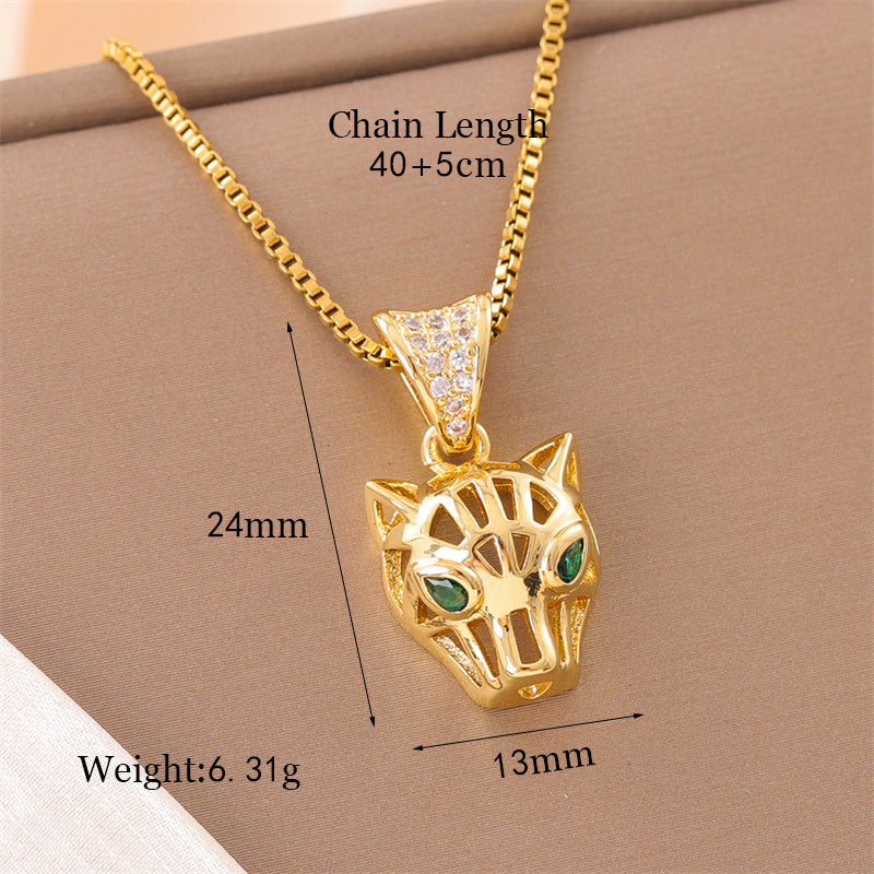 Retro Lady Roman Style Snake Bee Butterfly Stainless Steel Titanium Steel Enamel Plating Inlay Zircon 18k Gold Plated Pendant Necklace