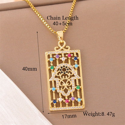 Retro Lady Roman Style Snake Bee Butterfly Stainless Steel Titanium Steel Enamel Plating Inlay Zircon 18k Gold Plated Pendant Necklace