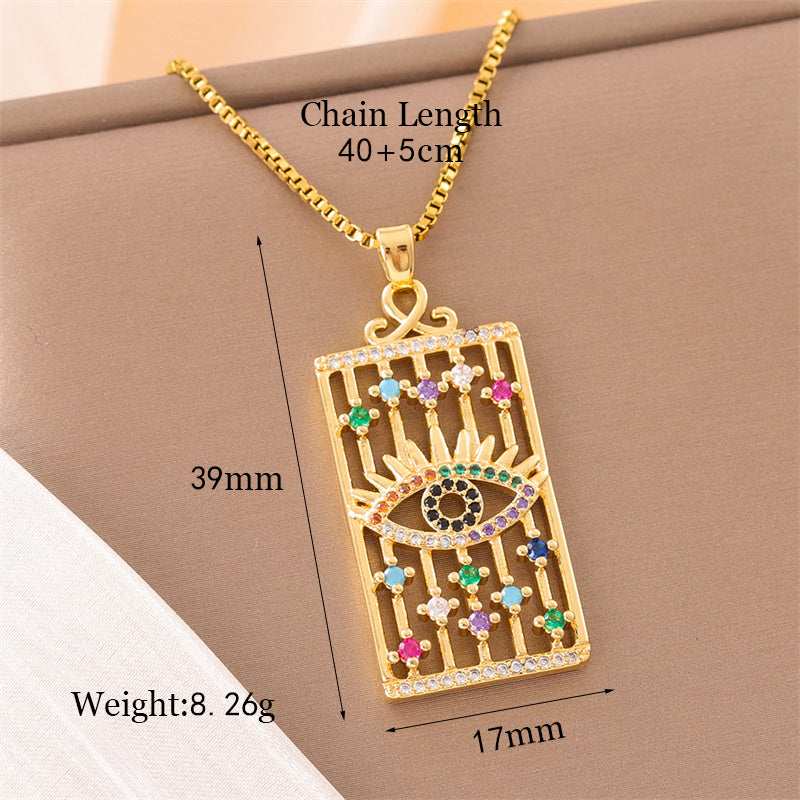 Retro Lady Roman Style Snake Bee Butterfly Stainless Steel Titanium Steel Enamel Plating Inlay Zircon 18k Gold Plated Pendant Necklace