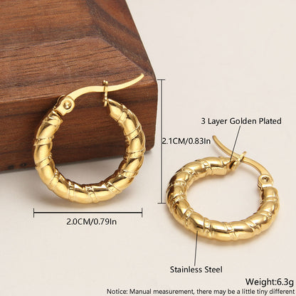 1 Pair Retro Simple Style Solid Color Plating Stainless Steel 18k Gold Plated Earrings