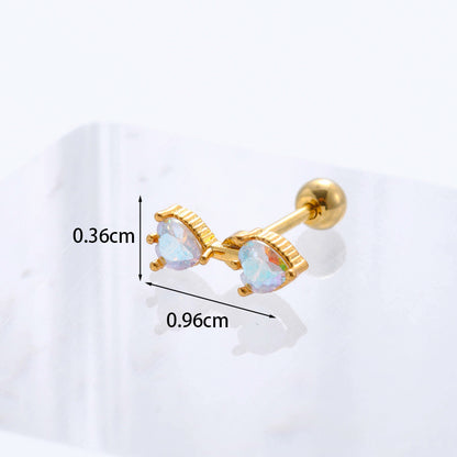 Geometric Plating Metal Artificial Gemstones Earrings Ear Studs