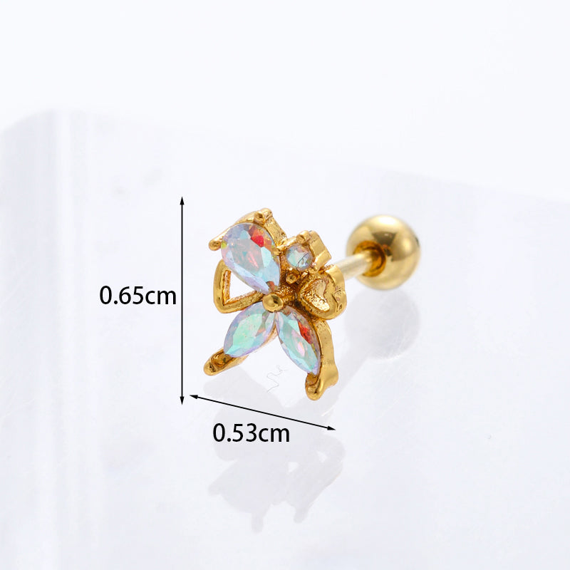 Geometric Plating Metal Artificial Gemstones Earrings Ear Studs