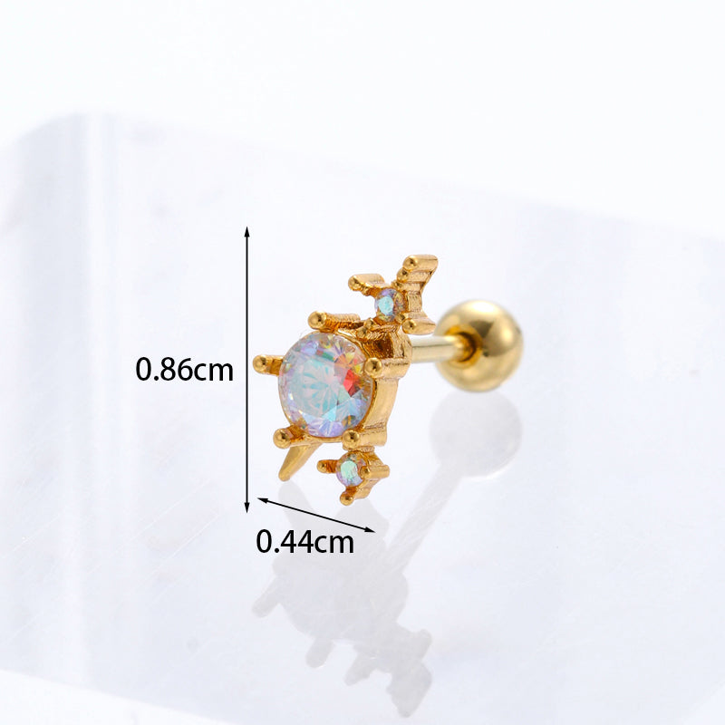 Geometric Plating Metal Artificial Gemstones Earrings Ear Studs