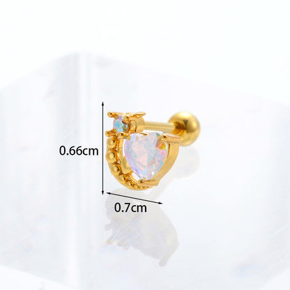 Geometric Plating Metal Artificial Gemstones Earrings Ear Studs