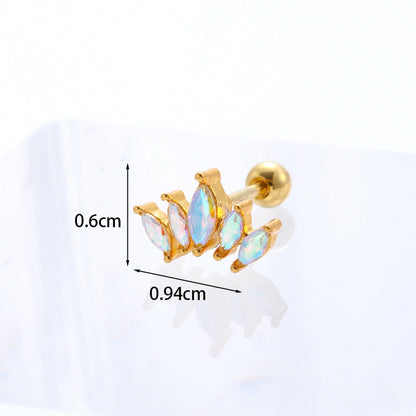 Geometric Plating Metal Artificial Gemstones Earrings Ear Studs