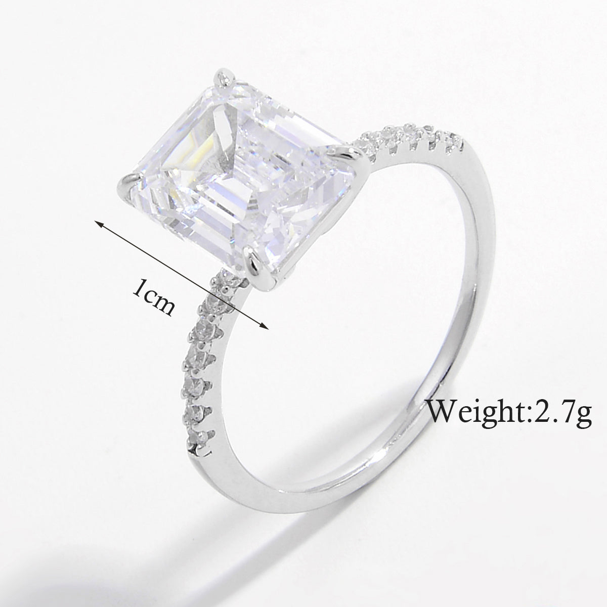 Simple Style Shiny Rectangle Sterling Silver Plating Inlay Zircon 14k Gold Plated Rose Gold Plated White Gold Plated Rings