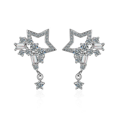 1 Pair Elegant Commute Star Plating Inlay Copper Zircon White Gold Plated Ear Studs