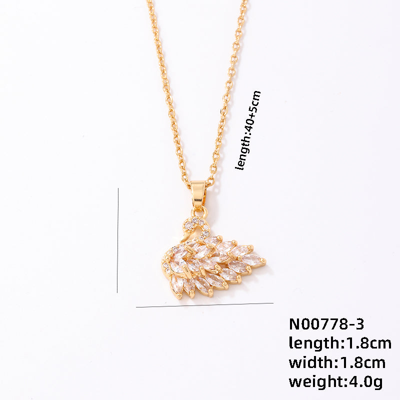 Ig Style Elegant Simple Style Swan Copper Plating Inlay Zircon Gold Plated Necklace