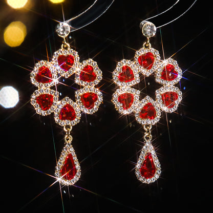 1 Pair Elegant Color Block Inlay Alloy Rhinestones Zircon Drop Earrings