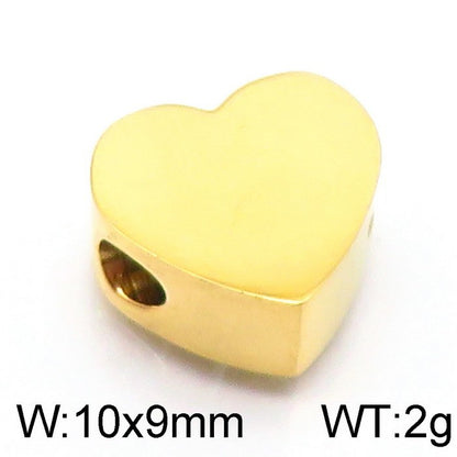 1 Piece 304 Stainless Steel 18K Gold Plated Heart Shape Polished Beads