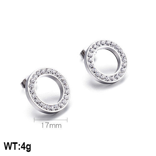 1 Pair Simple Style Solid Color Inlay Stainless Steel Zircon Ear Studs