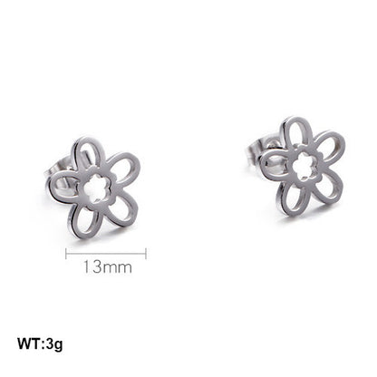 1 Pair Simple Style Flower Plating Stainless Steel Gold Plated Ear Studs