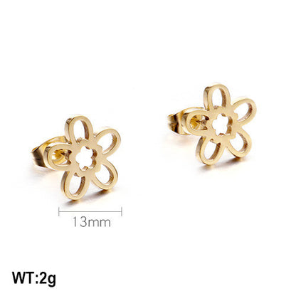 1 Pair Simple Style Flower Plating Stainless Steel Gold Plated Ear Studs