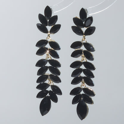 1 Pair Glam Shiny Leaves Plating Inlay Alloy Rhinestones Zircon Drop Earrings