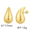 1 Pair Basic Water Droplets Stainless Steel 18K Gold Plated Ear Studs