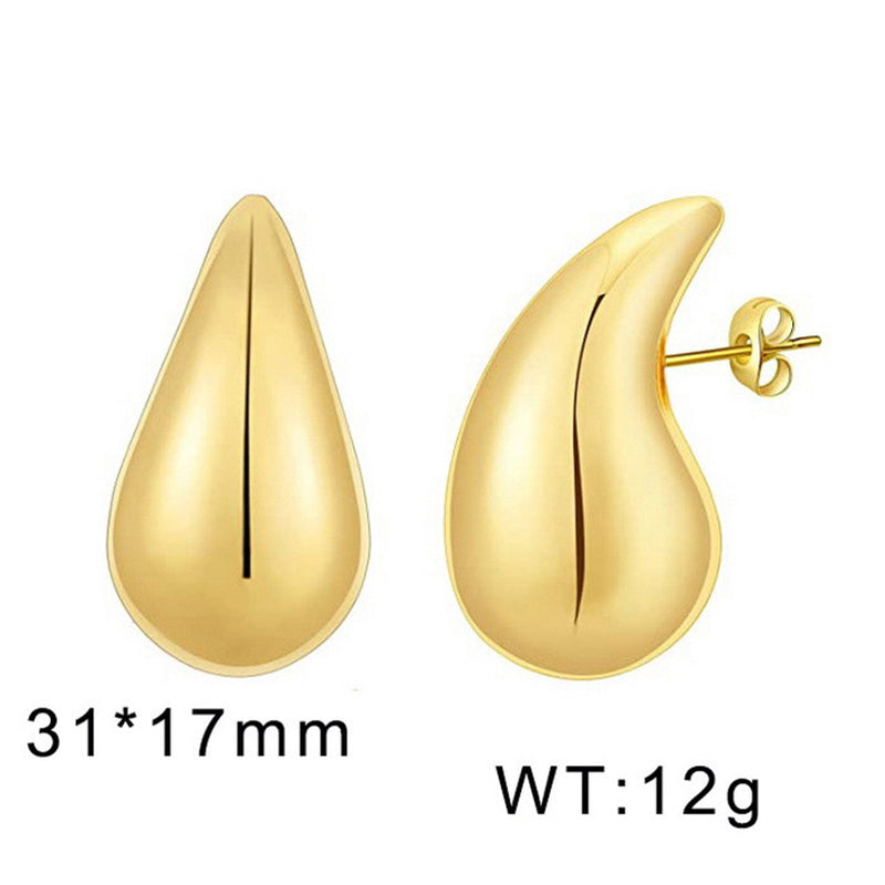 1 Pair Basic Water Droplets Stainless Steel 18K Gold Plated Ear Studs