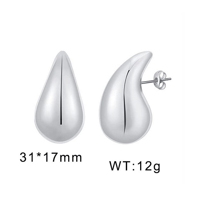 1 Pair Basic Water Droplets Stainless Steel 18K Gold Plated Ear Studs