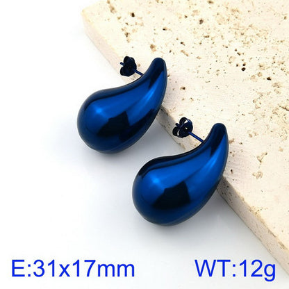 1 Pair Basic Water Droplets Stainless Steel 18K Gold Plated Ear Studs