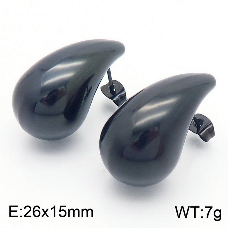 1 Pair Basic Solid Color Titanium Steel Ear Studs