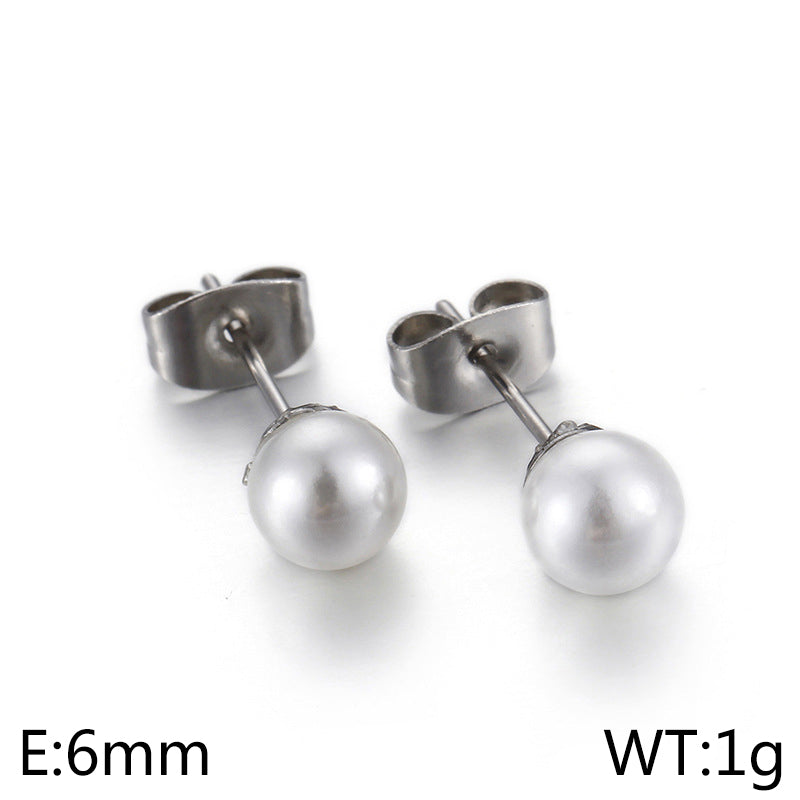 Stainless Steel Simple Pearl Earrings Wholesale Jewelry Gooddiy