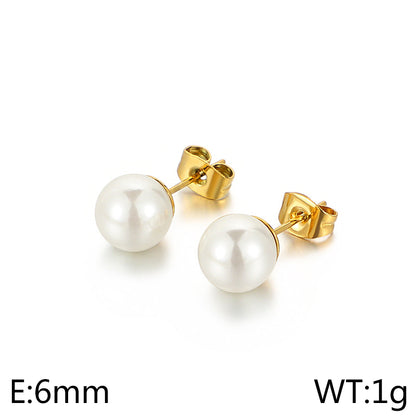 Stainless Steel Simple Pearl Earrings Wholesale Jewelry Gooddiy