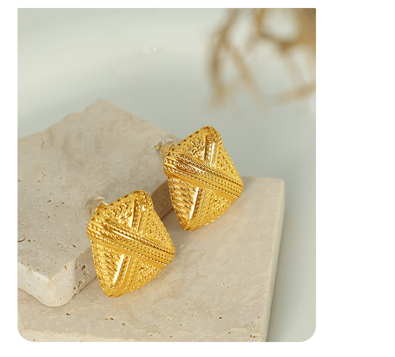 1 Pair Punk Simple Style Streetwear Geometric Plating Titanium Steel 18k Gold Plated Ear Studs