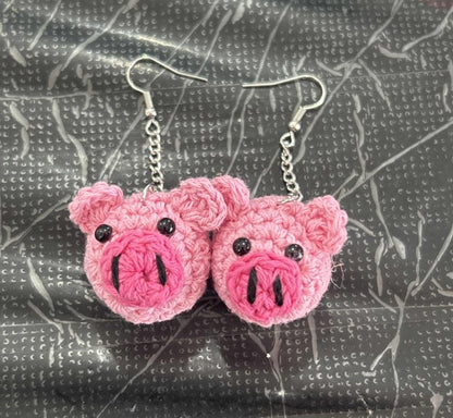 1 Pair Cute Bear Pig Frog Knit Zinc Alloy Drop Earrings