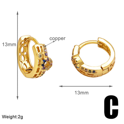 1 Pair Modern Style Simple Style Round Plating Inlay Copper Zircon 18k Gold Plated Ear Studs