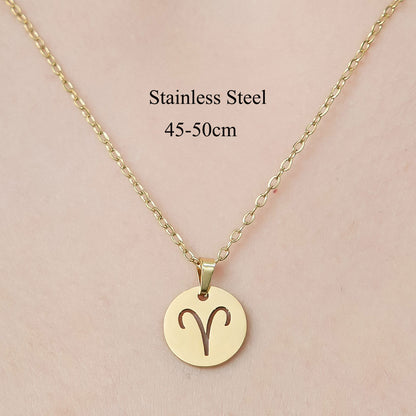 Ig Style Constellation Stainless Steel Titanium Steel Polishing Plating 18k Gold Plated Pendant Necklace