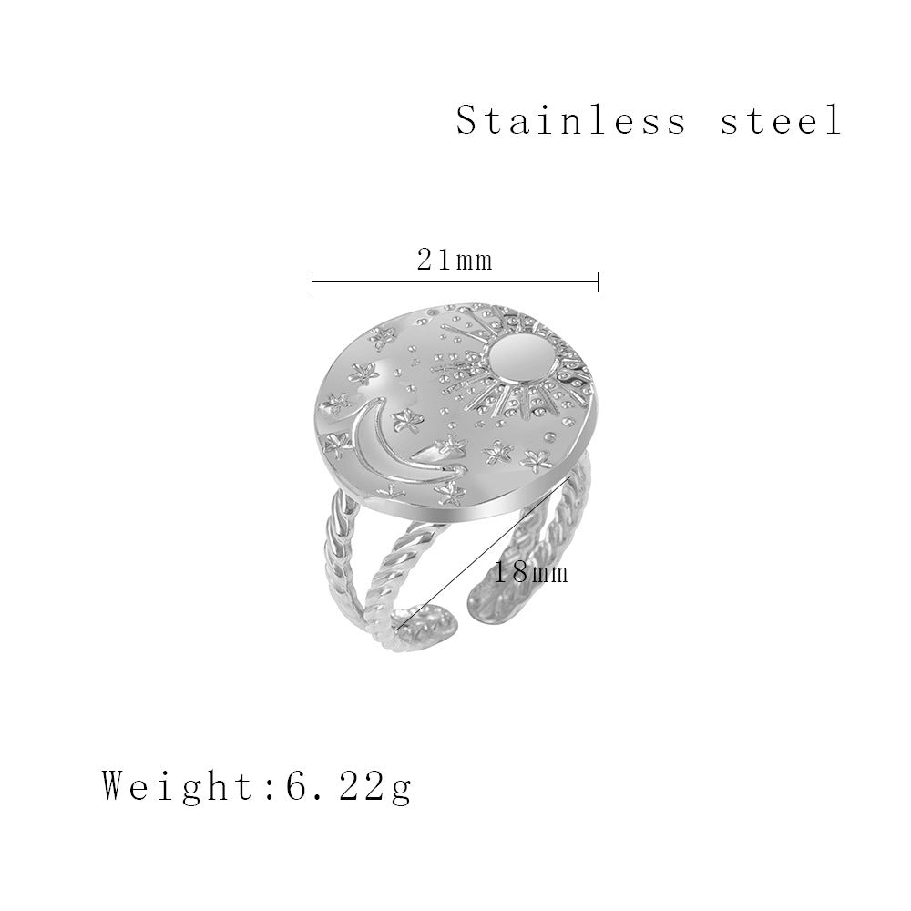 Ig Style Simple Style Sun Star Moon Titanium Steel Plating Open Rings