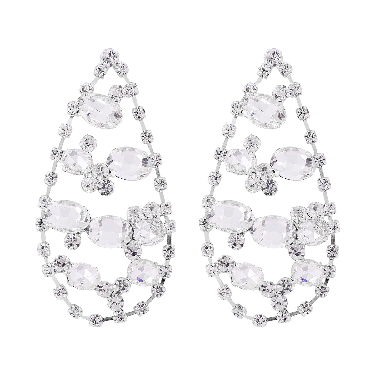 1 Pair Retro Shiny Water Droplets Hollow Out Alloy Glass Rhinestones Glass Drop Earrings