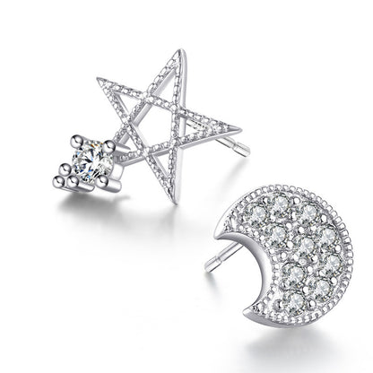 1 Pair Simple Style Star Plating Inlay Copper Zircon White Gold Plated Ear Studs