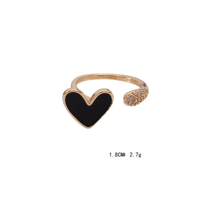 Simple Style Heart Shape Copper Open Rings