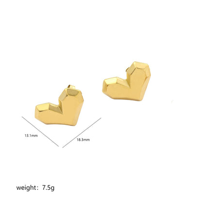 1 Pair Simple Style Heart Shape Polishing Plating Stainless Steel 18k Gold Plated Ear Studs