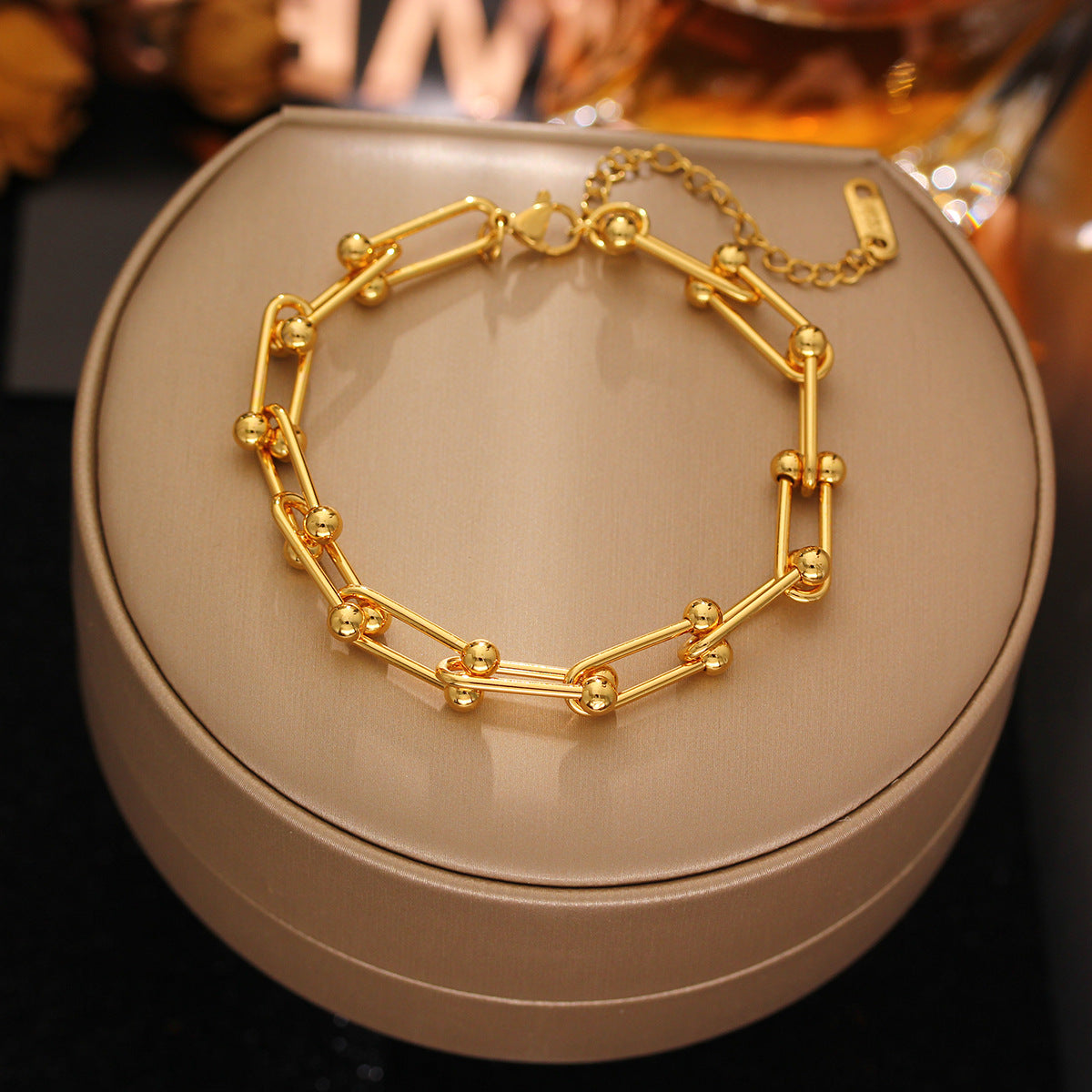 Simple Style Solid Color Titanium Steel Plating Gold Plated Bracelets