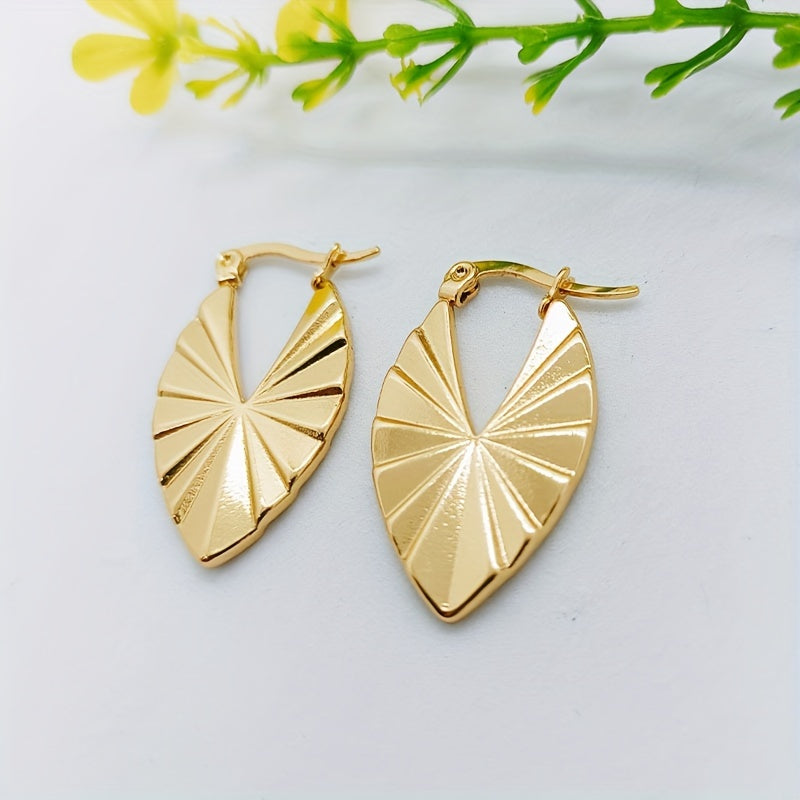 1 Pair Simple Style Leaf Plating Stainless Steel 18k Gold Plated Earrings