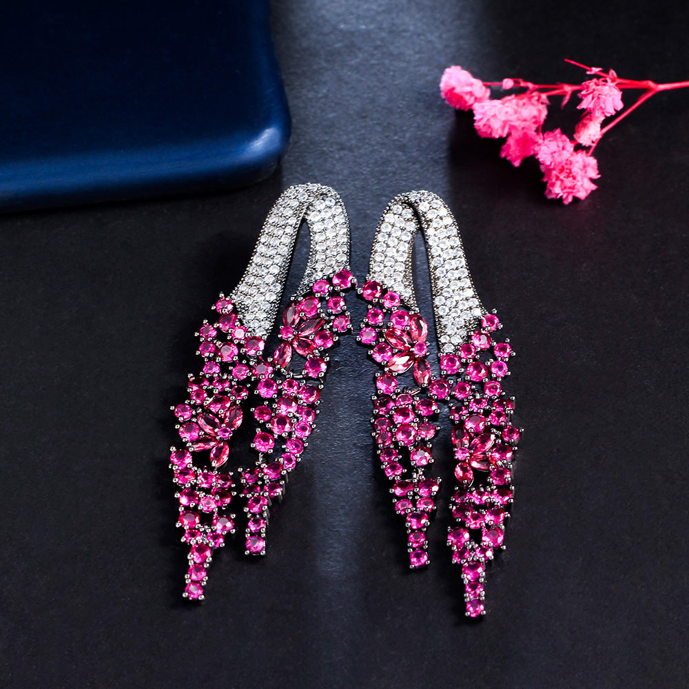 1 Pair Casual Romantic Geometric Plating Inlay Copper Zircon Rhodium Plated Silver Plated Drop Earrings