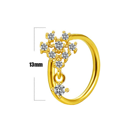 Casual Elegant Star Heart Shape Wings Stainless Steel Copper White Gold Plated Gold Plated Rhinestones Zircon Nose Ring In Bulk