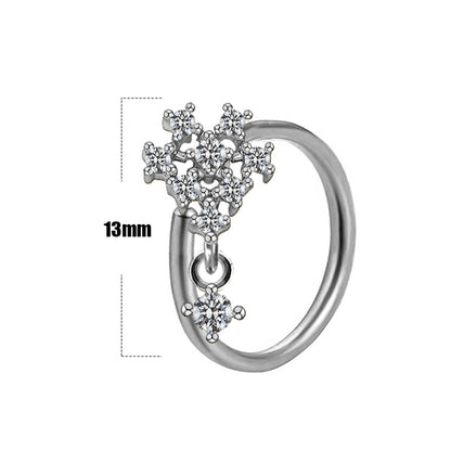 Casual Elegant Star Heart Shape Wings Stainless Steel Copper White Gold Plated Gold Plated Rhinestones Zircon Nose Ring In Bulk