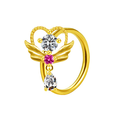 Casual Elegant Star Heart Shape Wings Stainless Steel Copper White Gold Plated Gold Plated Rhinestones Zircon Nose Ring In Bulk